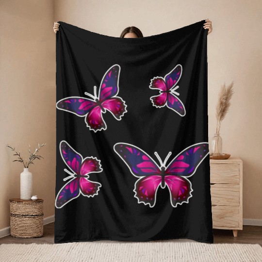 Colorful Butterfly Cute Light Butterflies Gift Throw Blankets