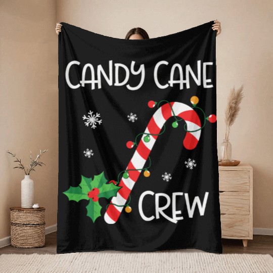 Candy Cane Crew Funny Christmas Lights Xmas Gift Throw Blankets