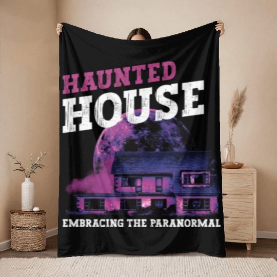 Horror Paranormal Haunted House Spooky Halloween Throw Blankets