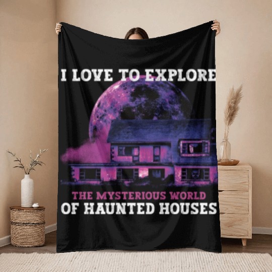 Horror Paranormal Haunted House Spooky Halloween Throw Blankets