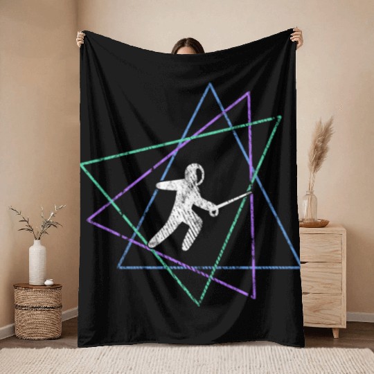 Geometric Fencing Duel Throw Blankets