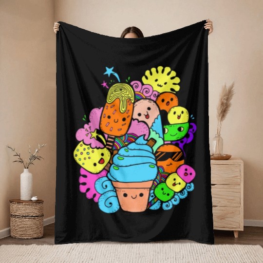 Multi Colorful Sweet Gang Throw Blankets
