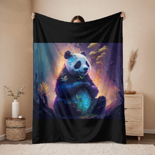 Panda Bear Friend Ailuropoda Melanoleuca Lover Throw Blankets