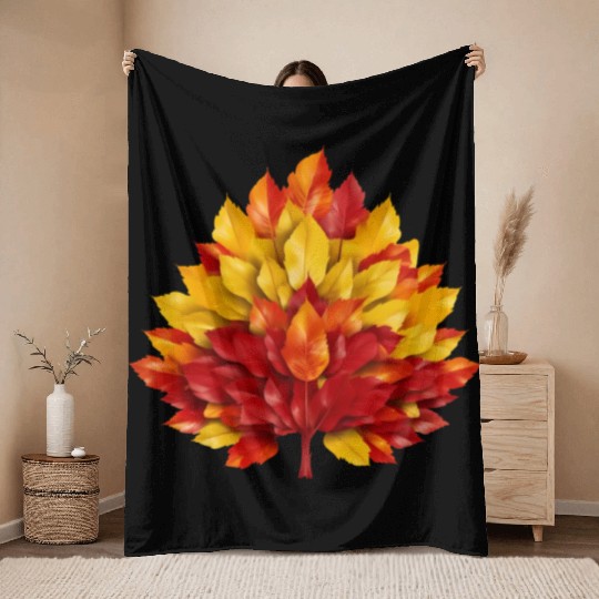 Autumn in Spain: Yellow-Red Leaves Reflecting the Throw Blankets