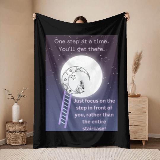 Full Moon Inspirational Quote Poster Throw Blankets