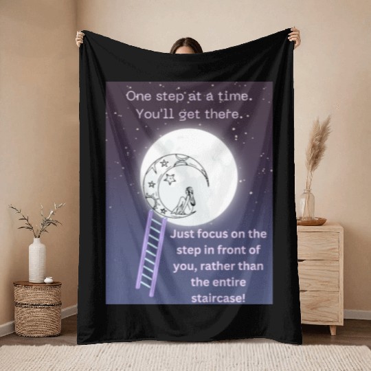 Full Moon Inspirational Quote Poster Throw Blankets