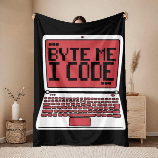 Byte Me I Code Coder Engineer Full Stack Software Throw Blankets
