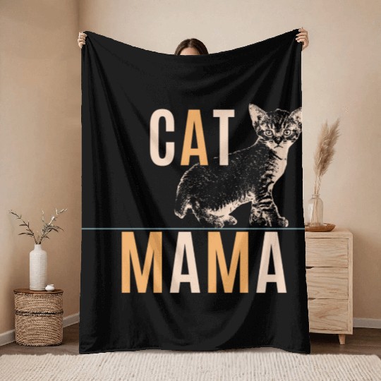 Cat Mom Cute Love Throw Blankets