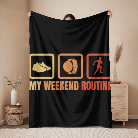 Runner Weekend Routine Throw Blankets