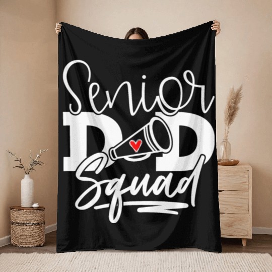 Senior Cheer Dad Squad American Football Throw Blankets