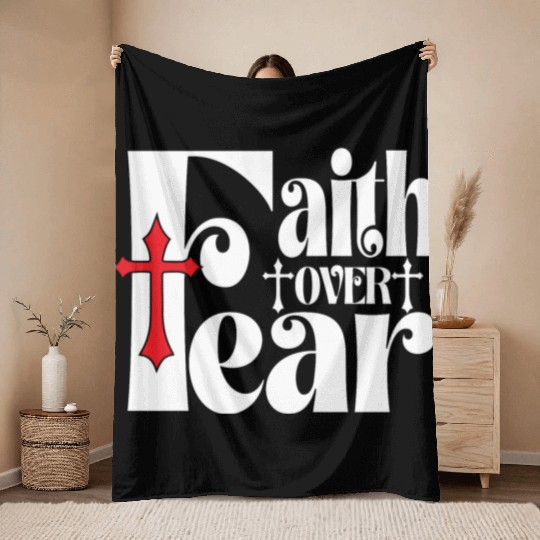 Faith Over Fear Love Jesus Christian Christmas Throw Blankets