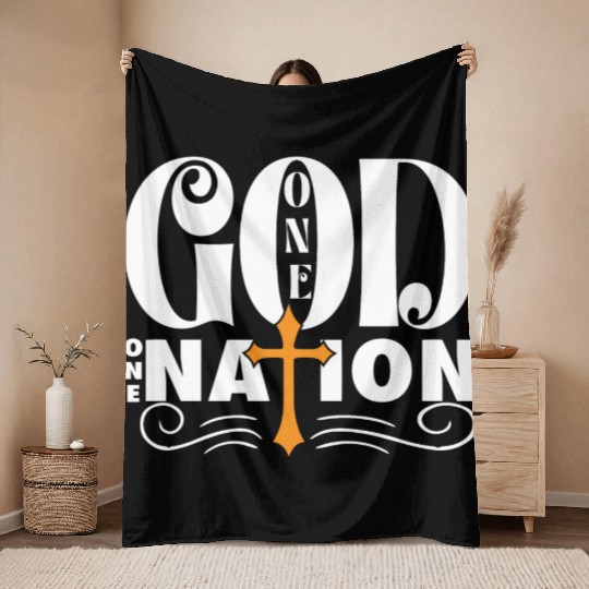 One God One Nation Love Jesus Christian Throw Blankets