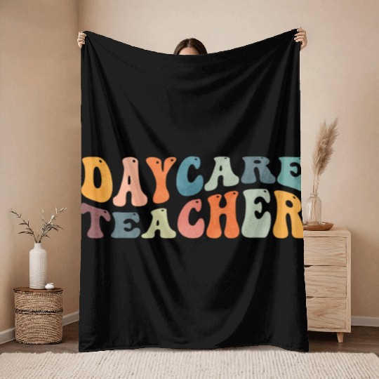 Groovy Daycare Teacher Provider Childcare Throw Blankets