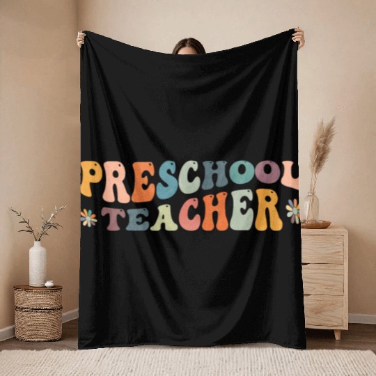 Groovy Preschool Teacher Kindergarten Teaching Throw Blankets