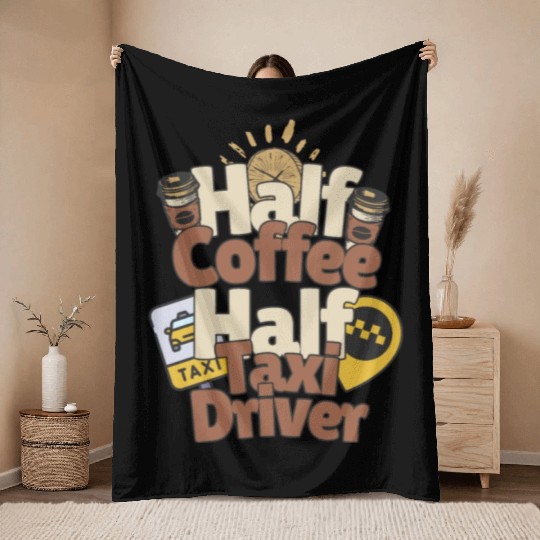 Half Coffe Half Taxi Driver Throw Blankets