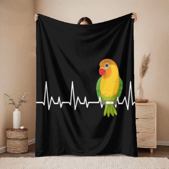Lovebird Heart Beat Love Birds Bird lover Throw Blankets