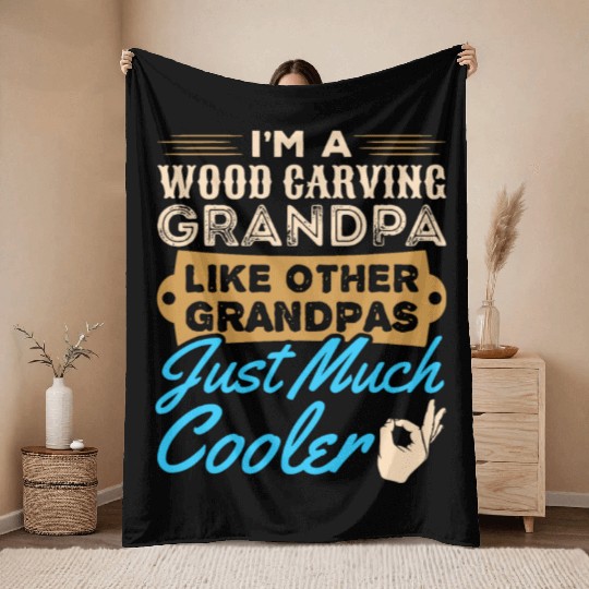 Wood Carving Chainsaw Carving Throw Blankets