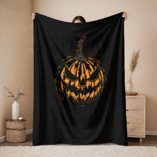 Halloween Jack O Lantern Spooky Season Throw Blankets