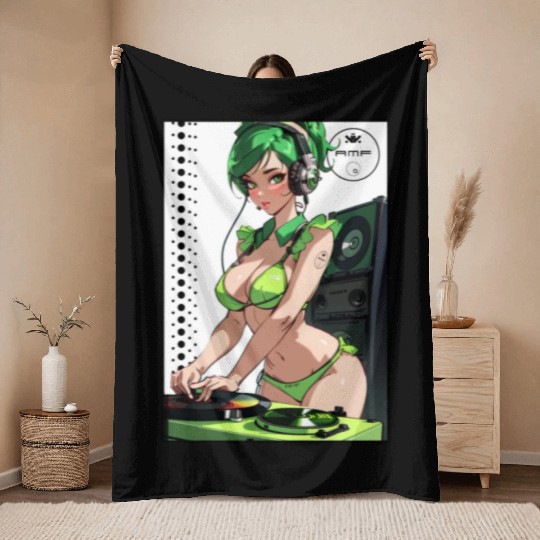 Sexy DJ Pin Up 009 Throw Blankets