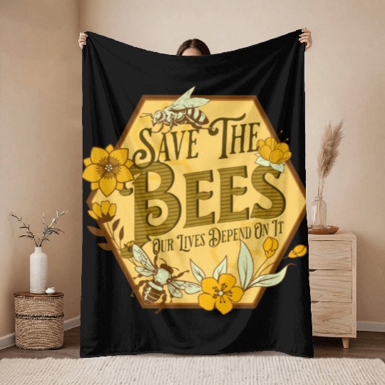 Honey Bee Beekeeping Save The Bees Throw Blankets