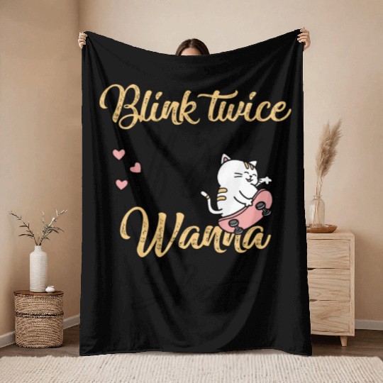 Blink Twice If You Wanna Skate Skating Lover Throw Blankets