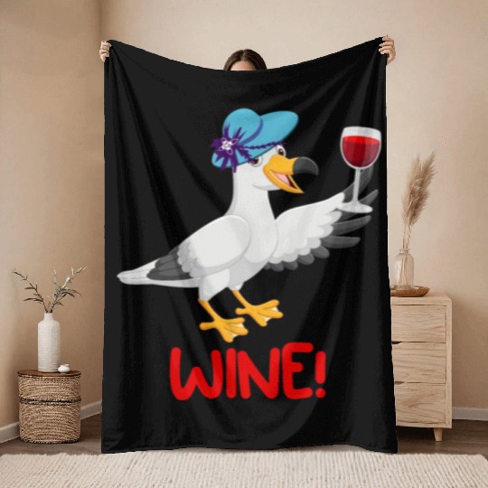 Seagull Throw Blankets Wine Lover North German Seagulls