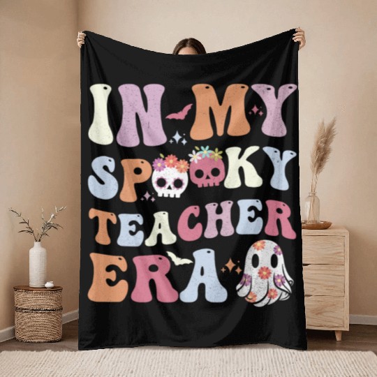 In My Spooky Teacher Era Halloween Throw Blankets