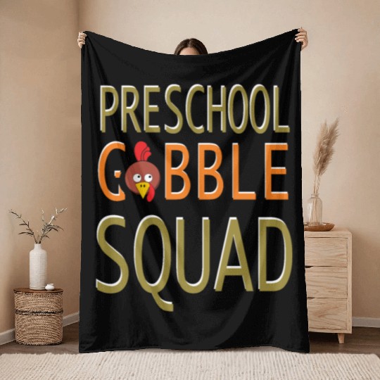 Preschool Gobble Squad Throw Blankets