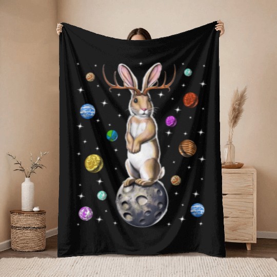 Jackalope Rabbit Throw Blankets