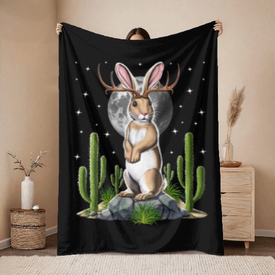 Jackalope Rabbit Throw Blankets