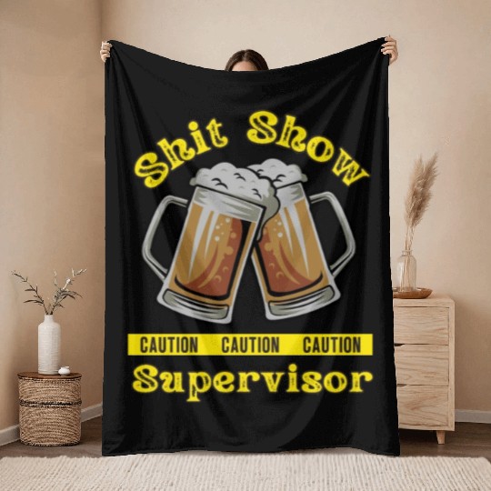 Shit Show Supervisor Throw Blankets