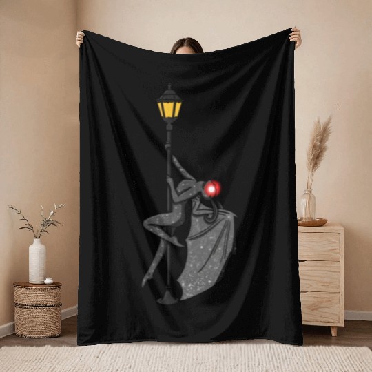Mothman Pole Dancing On A Street Lamp Funny Throw Blankets