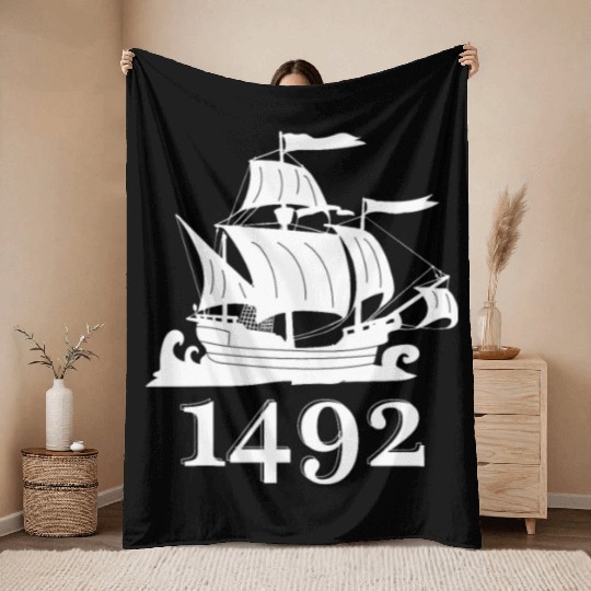 Columbus Day 1492 Christopher Kolumbus Throw Blankets