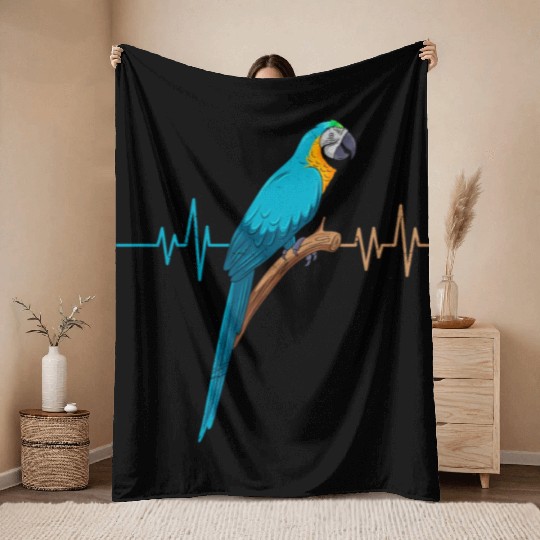Macaw Heart Beat Parrot Bird Parrots Macaws Throw Blankets