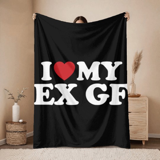I Love My Ex Girlfriend I Heart Groovy Throw Blankets