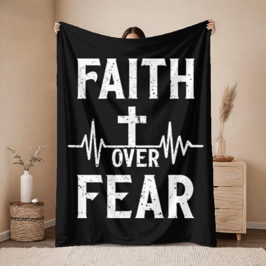 Faith Over Fear Love JesusChristian Christmas Throw Blankets