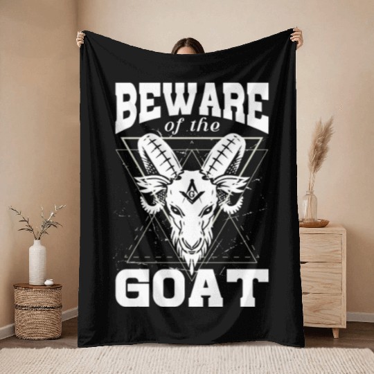 Beware of The Goat, Freemason Throw Blankets