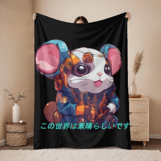 R3d DataHam // Cyberpunk Hamster Throw Blankets
