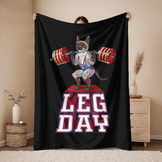 Leg Day Siamese Weight Lifting Squat Gym Throw Blankets