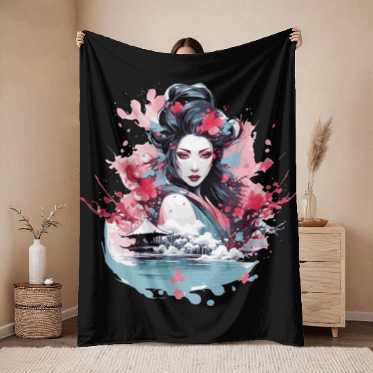 Geisha of Japan Throw Blankets
