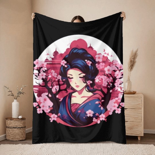 Geisha of Japan Throw Blankets