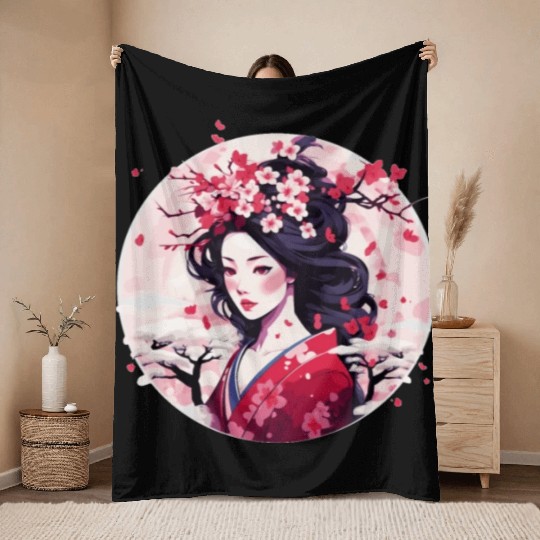 Geisha of Japan Throw Blankets