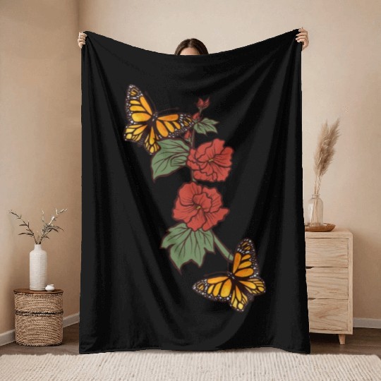 Natures Monarch Butterflies Throw Blankets