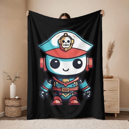 Pirate Robot Throw Blankets