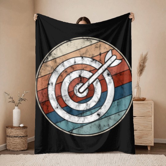 Retro Archery Bullseye Throw Blankets