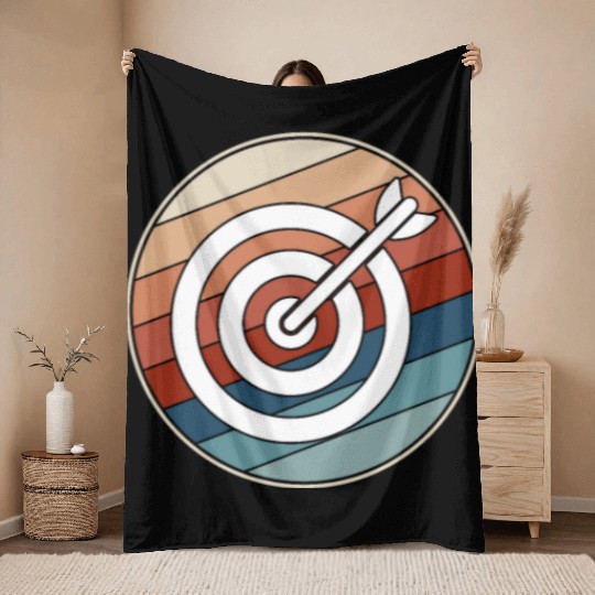Retro Archery Bullseye Throw Blankets