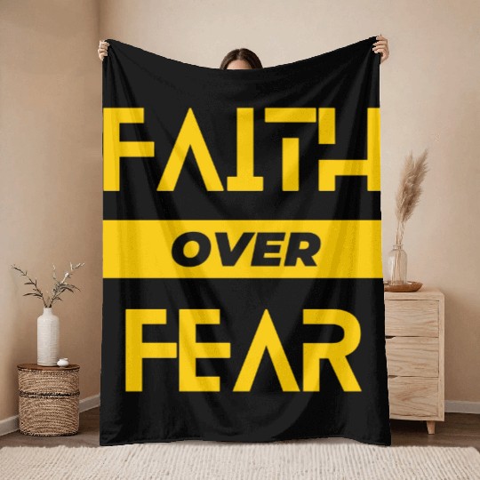 FAITH OVER FEAR Throw Blankets