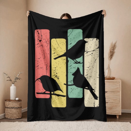 Birds Art Budgie Heron Sparrow Robin Hummingbird Throw Blankets