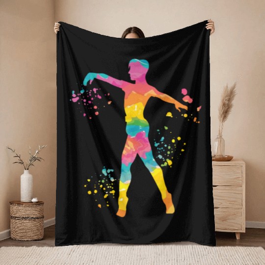 Ballet Dancer Colorsplash Man Ballerino Throw Blankets