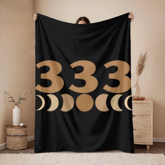 Moon Cycle Brown Angel Numbers 333 Throw Blankets